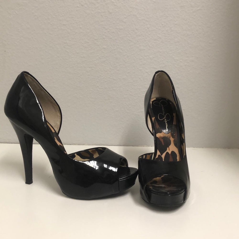 Gently worn black peep toes